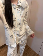 Cozy Dog Print Pajama Set – Cream