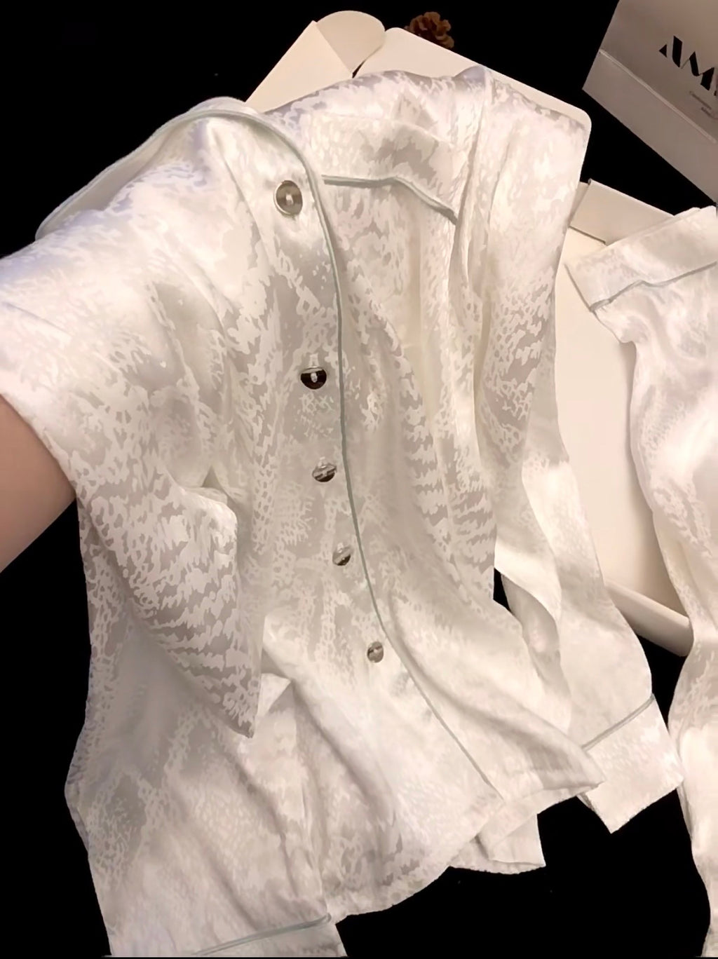 White Jacquard Pajama Set