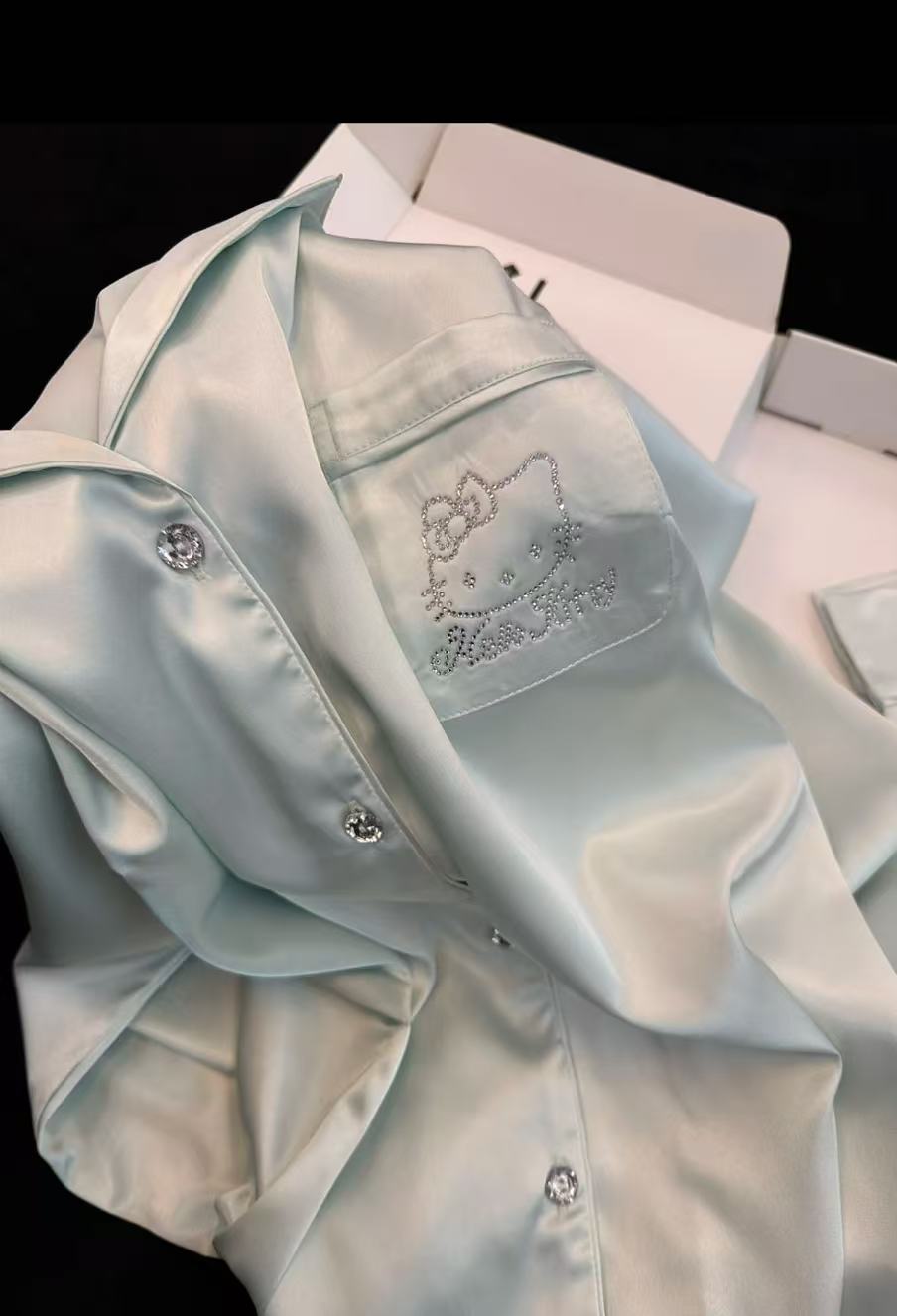 Soft Satin Pajama Set – Mint Green