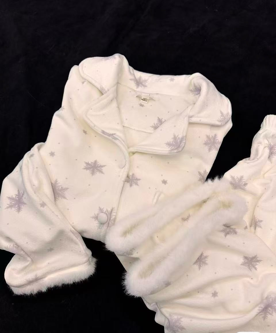 Snowflake Cozy Pajama Set – Soft White