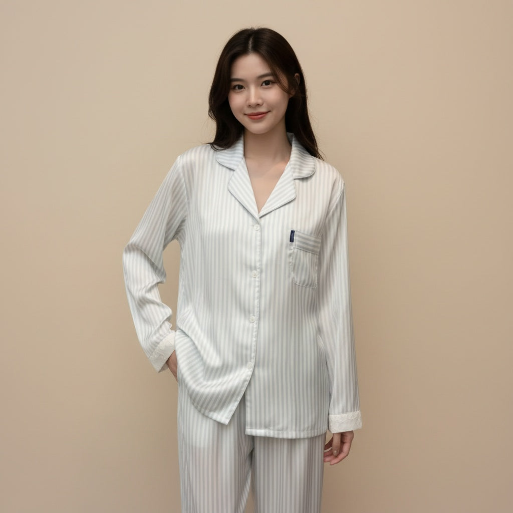 Classic Stripe Pajama Set – Soft Blue